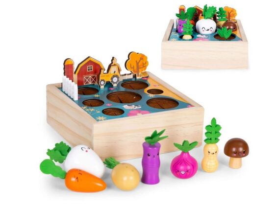 Ecotoys Ξύλινο Παιχνίδι Λαχανόκηπος Τελάρο με 7 Λαχανικά 17x17x6.2 cm, ME513