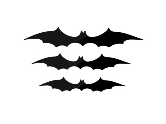 Σετ διακοσμητικές νυχτερίδες 3 τεμαχίων, πλαστικές, σε μαύρο χρώμα, 47x0.5x10.5 cm