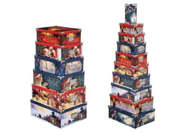Σετ Χάρτινα Κουτιά Δώρων 16 τμχ με Χριστουγεννιάτικη Διακόσμηση, X-mas Boxes