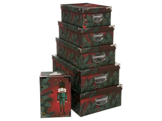 Σετ Χάρτινα Κουτιά Δώρων 6 τμχ με Χριστουγεννιάτικη Διακόσμηση Καρυοθραύστη, X-mas Boxes
