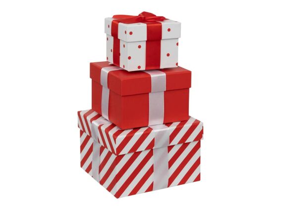 Σετ Χάρτινα Κουτιά Δώρων 3 τμχ με Καπάκι και Χριστουγεννιάτικη Διακόσμηση, Christmas Boxes