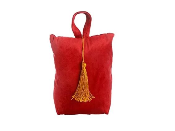 Στοπ Πόρτας σε σχήμα τσάντας με βελούδινο ύφασμα σε Κόκκινο χρώμα, Velvet Door stopper Red