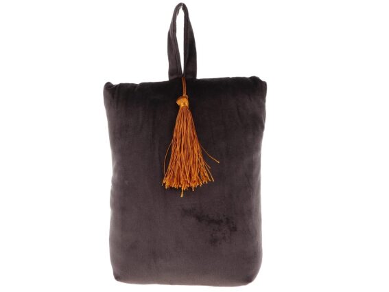 Στοπ Πόρτας σε σχήμα τσάντας με βελούδινο ύφασμα σε Σκούρο Γκρι χρώμα, Velvet Door stopper Charcoal