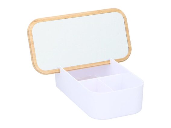 Alpina Κοσμηματοθήκη μπιζουτιέρα με καθρέφτη και bamboo καπάκι, 25x13x7 cm, Jewelry box