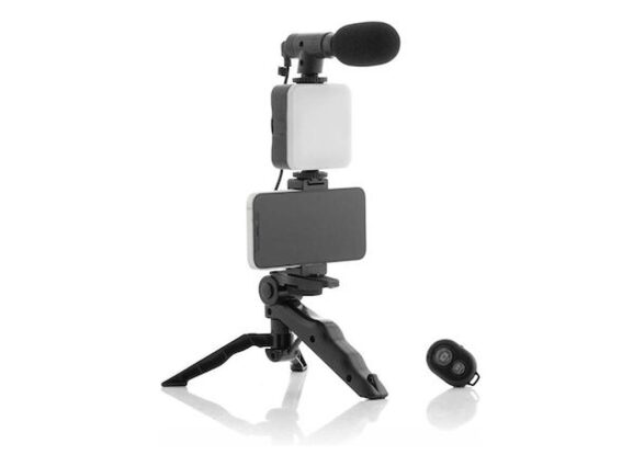 InnovaGoods Kit Vlogging με Φως Μικρόφωνο Τηλεχειριστήριο και Τρίποδο Κινητού, V0103587