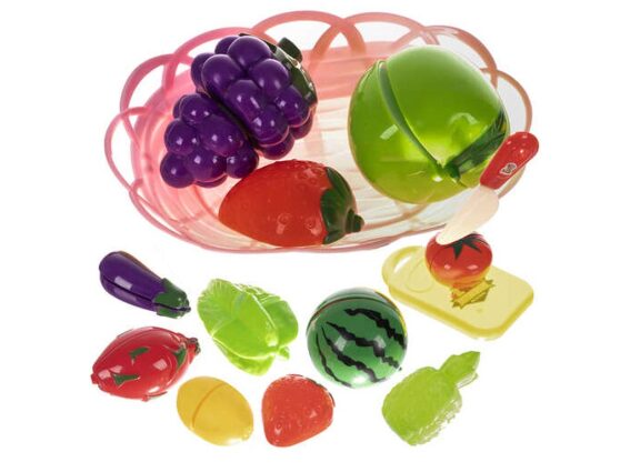 Σετ Παιχνίδι Καλάθι με Πλαστικά Φρούτα και Λαχανικά Διαίρεσης με Μαχαίρι, Set Velcro Vegetables