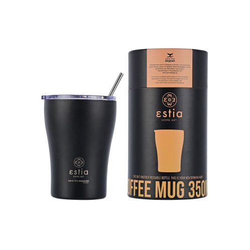 Estia Θερμός Coffee Mug Save the Aegean Midnight Black 350ml