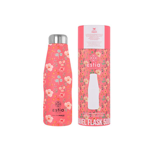 TRAVEL FLASK SAVE THE AEGEAN 500ml BOUQUET CORAL