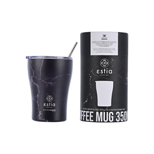Estia Θερμός Coffee Mug Ποτήρι με Καλαμάκι 350ml Μαύρο