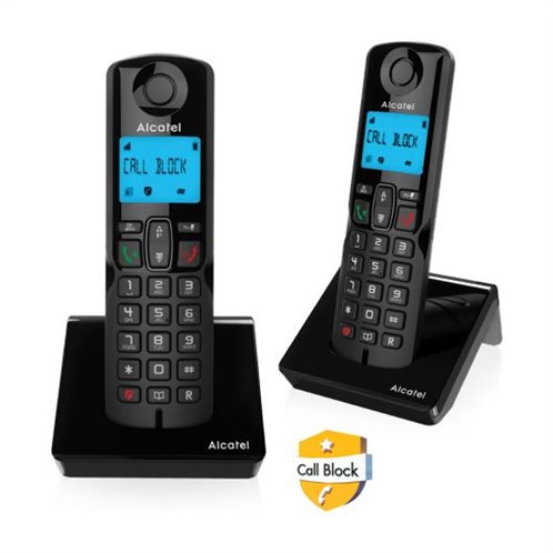 Ασύρματο τηλέφωνο Alcatel  S250 Duo με δυνατότητα αποκλεισμού κλήσεων Μαύρο