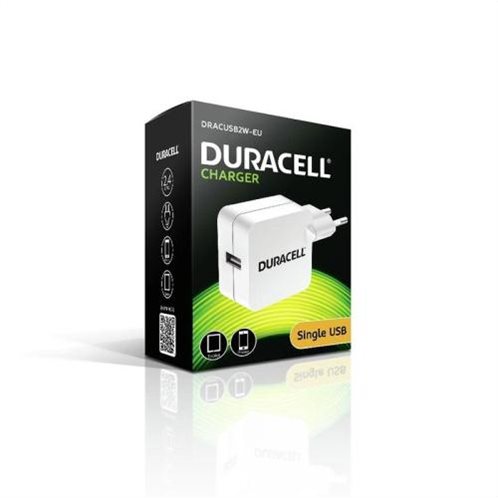 Φορτιστής Ταξιδίου Duracell με Έξοδο USB 2.4A Λευκό