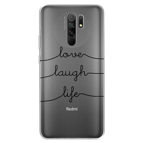 Θήκη TPU inos Xiaomi Redmi 9 Art Theme Love-Laugh-Life