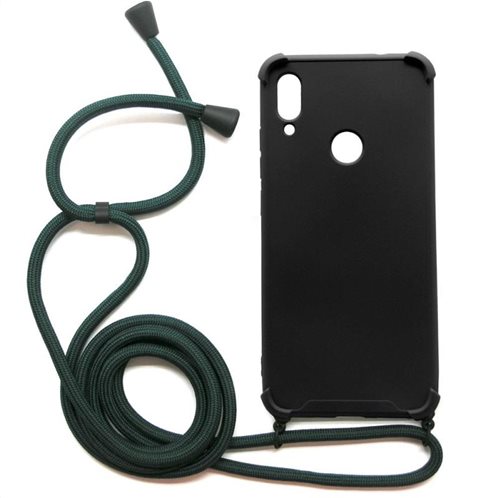 TPU Crossbody inos Xiaomi Redmi Note 7 Shock Proof Black with Dark Green Strap
