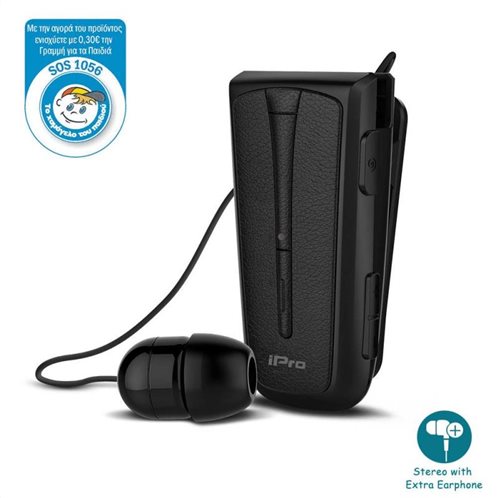 iPro Bluetooth Στερεοφωνικό Ακουστικό RH219s Retractable Με Δόνηση Μαύρο
