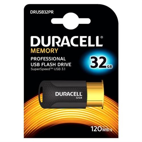 USB 3.1 Flash Disk Duracell Professional 32GB 120MB/s Μαύρο-Χρυσό