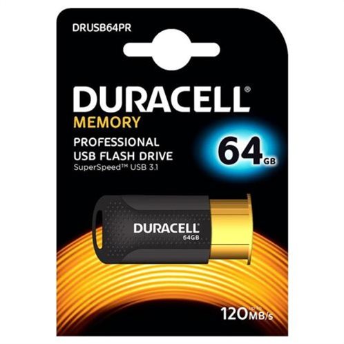 USB 3.1 Flash Disk Duracell Professional 64GB 120MB/s Μαύρο-Χρυσό