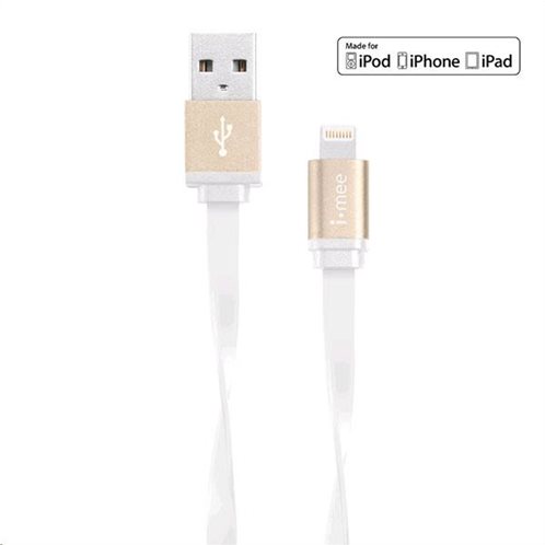 Καλώδιο Σύνδεσης USB 2.0 imee Metallic USB A σε MFI Lightning 1m Χρυσό