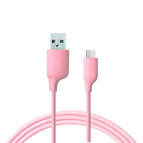 Καλώδιο Σύνδεσης USB 2.0 Puridea L02 USB A σε USB C 2.4A 1.2m Ροζ