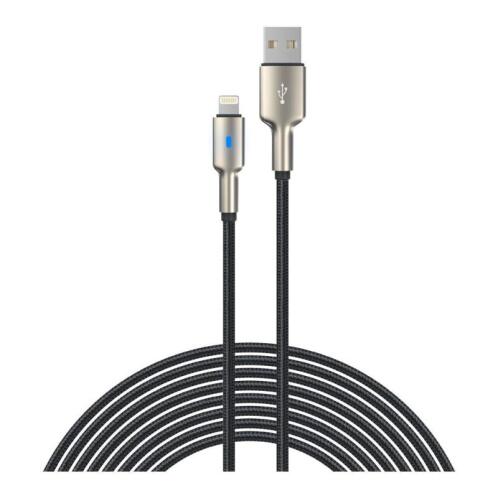 Devia Καλώδιο Σύνδεσης USB2.0 EC417 Braided USB Lightning με Φωτάκι 1.5m MarsSeries Μαύρο-Ασημί