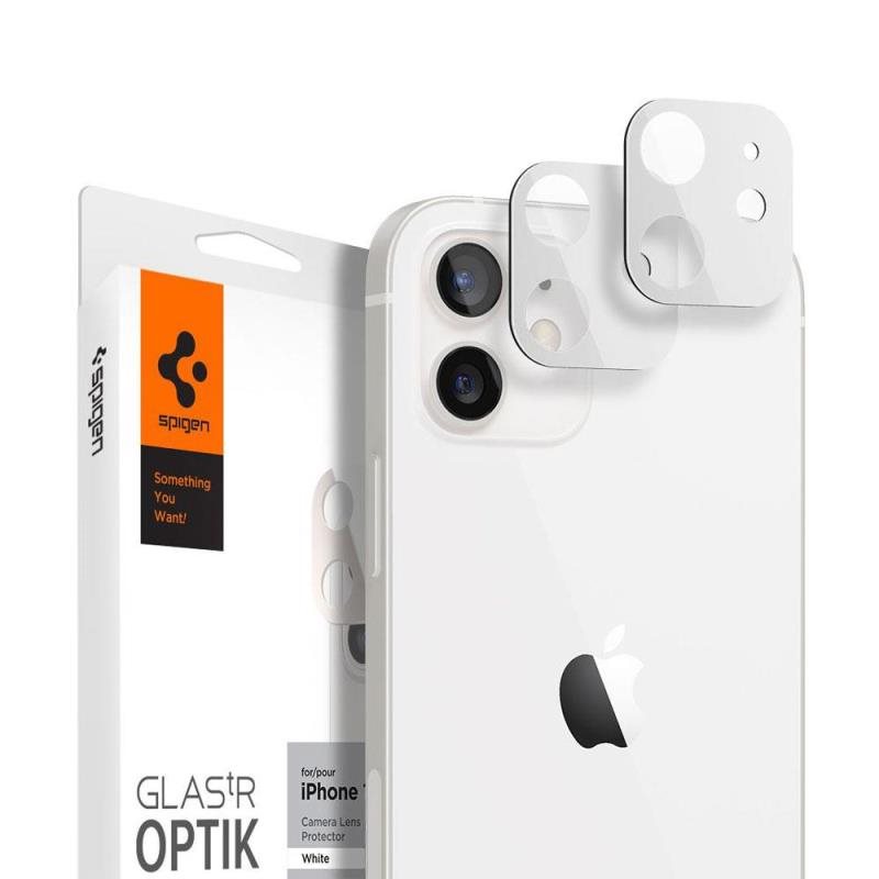 Tempered Glass Full Face Spigen Glas.tR Optik για Τζαμάκι Κάμερας Apple iPhone 12 Λευκό (2 τεμ.)