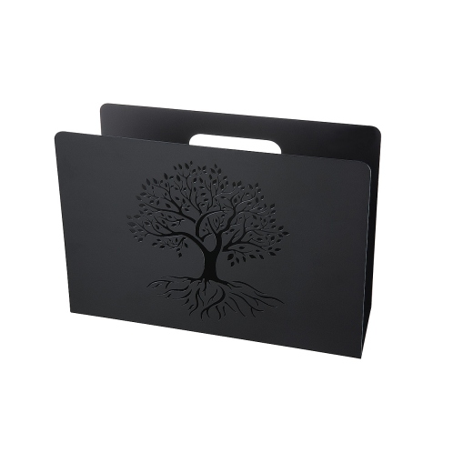 ARTELIBRE Θήκη Για Περιοδικά Δέντρο Της Ζωής Μαύρο Μέταλλο 10x30x20cm
