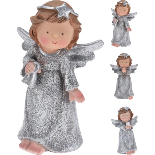ARTELIBRE Κορίτσι Άγγελος Ασημί Glitter Polyresin 55x75x120mm Σε 3 Σχέδια
