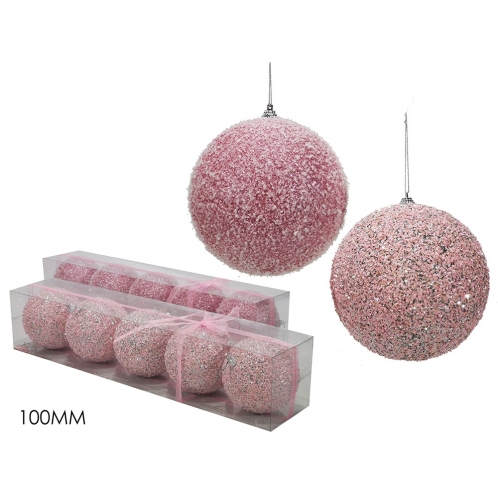 ARTELIBRE Μπάλα Με Glitter Ροζ Φ10cm Σετ 5Τμχ Σε 2 Σχέδια