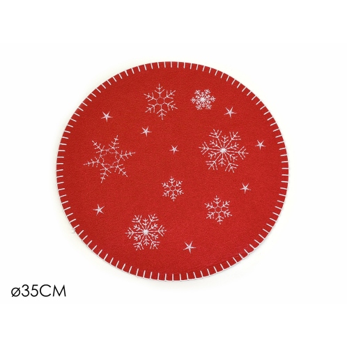 ARTELIBRE Σουπλά Με Χιονονιφάδες Κόκκινο/Λευκό Ύφασμα Felt Φ35cm