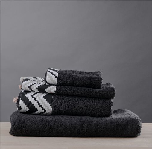 White Fabric Πετσέτα Cedar Μαύρη Προσώπου