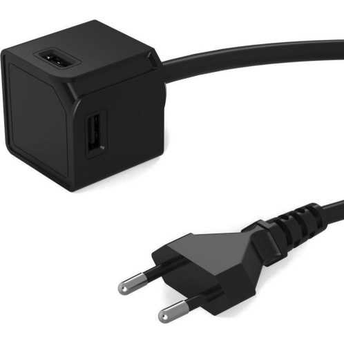 Allocacoc® PowerCube |USBcube Extended USB A| Πολύπριζο 4 θέσεων USB-A - Μαύρο