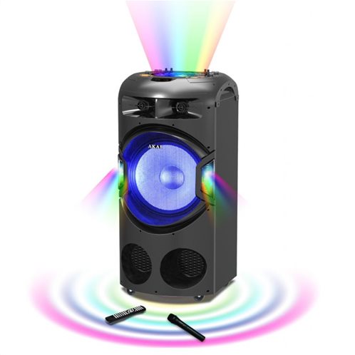 Akai DJ-BY4L Φορητό ηχείο Bluetooth karaoke με μίκτη, LED και ασύρματο μικρόφωνο – 120 W RMS