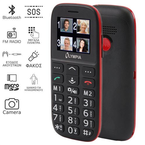 OLYMPIA BELLA GR Κινητό τηλέφωνο για ηλικιωμένους με ελληνικό μενού, κουμπί SOS και κάμερα