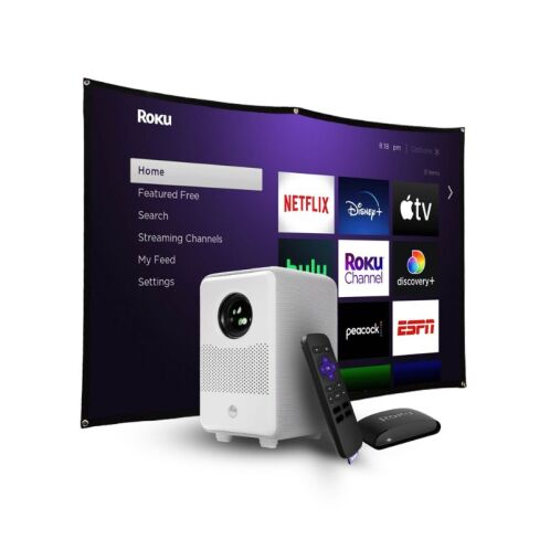 HP CC200 3-ΙΝ-1 Projector FHD με Roku Express/πανί οθόνης/ενσ. ηχεία//HDMI/2USB/Aux-Out και τηλεχ.