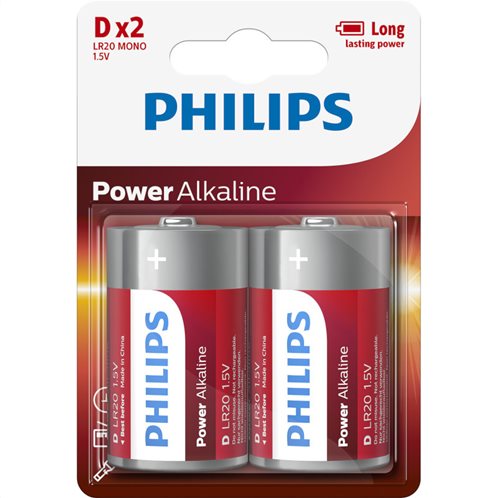 Philips Αλκαλικές Μπαταρίες D 1.5V LR20P2B/GRS Power 2 Τεμάχια