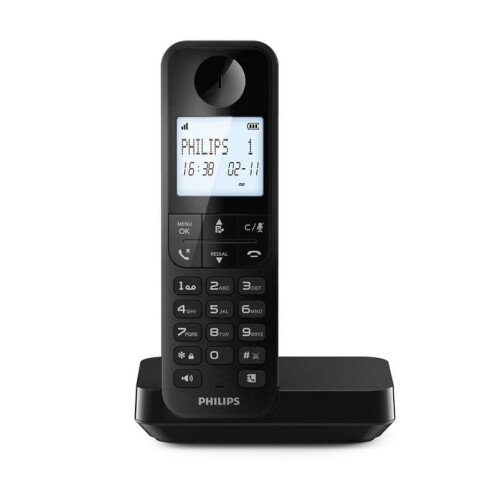 Philips D2701B/GRS Μαύρο Ασ. τηλέφωνο με ανoιxτή ακρόαση/φωτιζ. οθόνη/φραγή κλήσεων και 50μνήμες