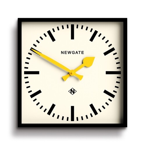 Newgate Αναλογικό Ρολόι Τοίχου Number Five Railway Quartz 33.5x33.5cm Ακρυλικό Μαύρο, Κίτρινοι Δείκτες