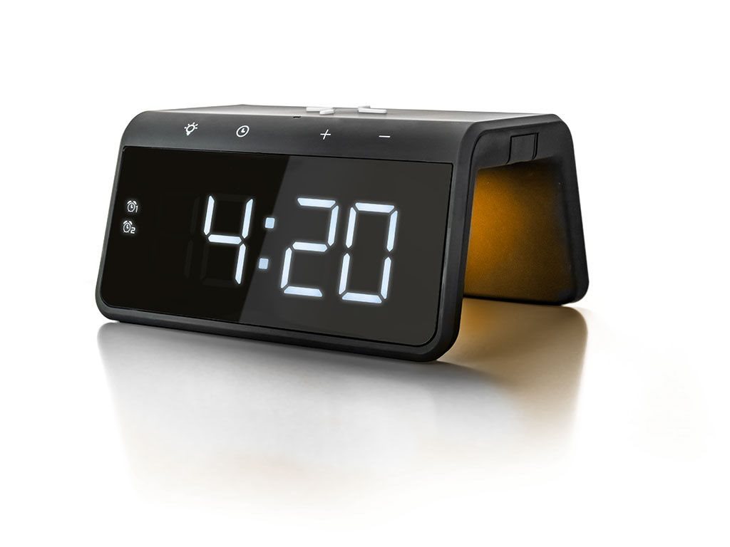 Caliber HCG019QI/B Ρολόι Ξυπνητήρι με Ασύρματο Φορτιστή Black