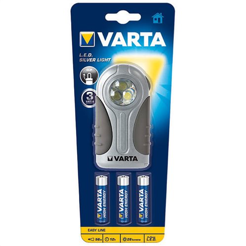 Varta Φακός LED Silver Light (Περιλαμβάνει 3 μπαταρίες AAA) 123450