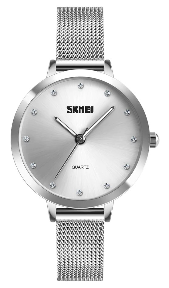 SKMEI γυναικείο ρολόι 1291SI με μεταλλικό μπρασελέ 34mm 3 ATM ασημί