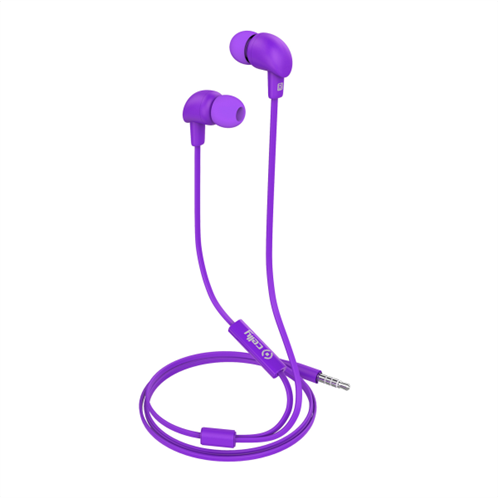 Celly Ακουστικά HandsFree Up 600 Stereo Earphone 3.5mm Flat Cable Purple