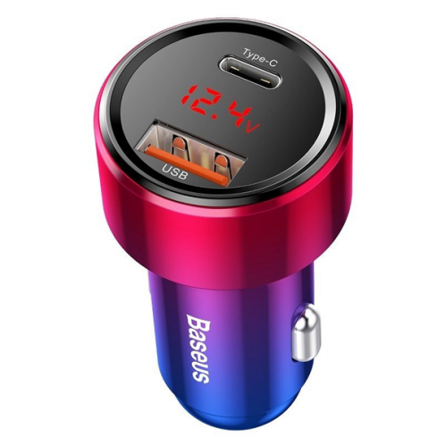 Baseus Car Charger USB/Type-C QC 3.0 45W  Red Blue