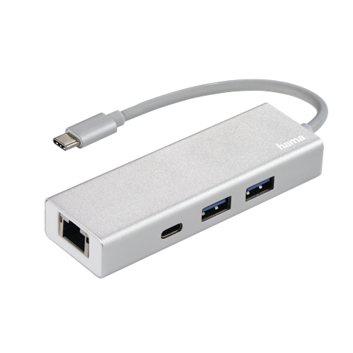 Hama USB-3.1 Type-C hub 1:3 "Aluminium" + LAN