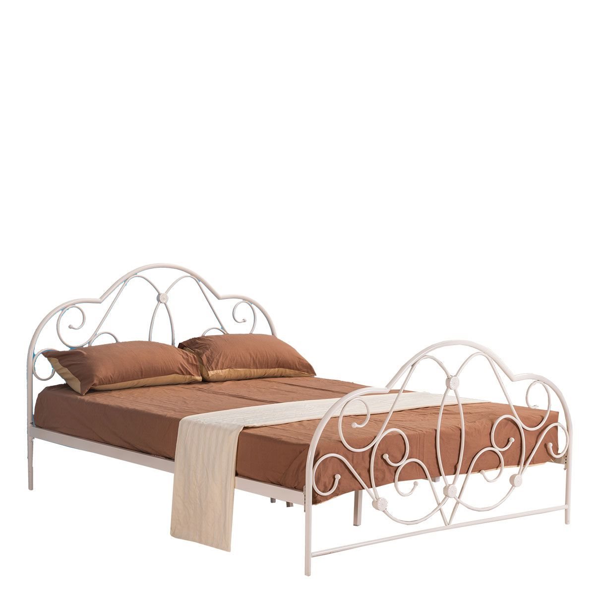 ArteLibre Κρεβάτι ARIEL Μεταλλικό Semy Glossy White 210x155x110cm