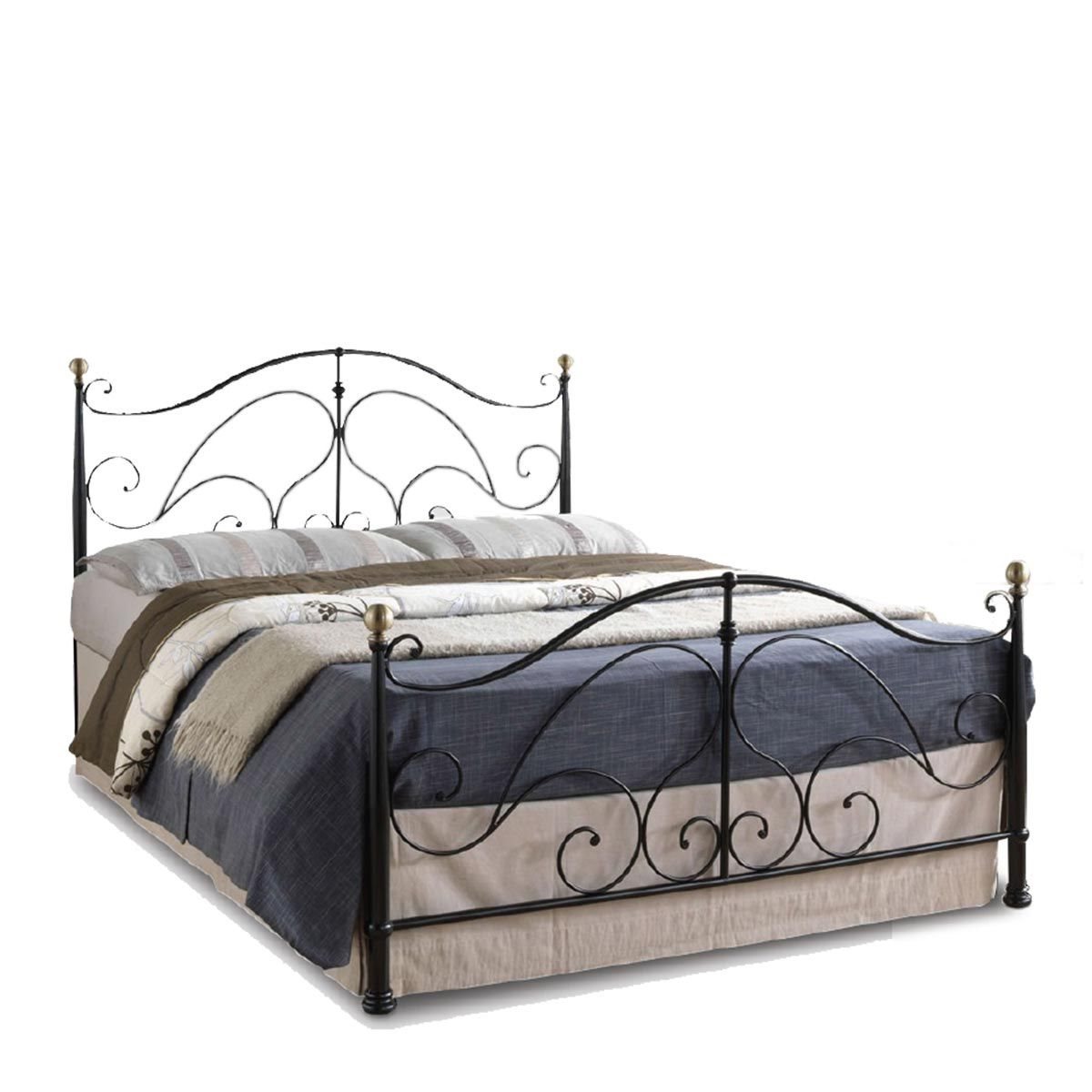 ArteLibre Κρεβάτι EVELYN Μεταλλικό Semy Glossy Black 210x159x109cm