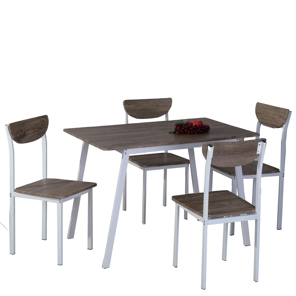 ArteLibre Τραπέζι Σετ (4+1) LINDERIA Λευκό/Καφέ 110x70x75cm