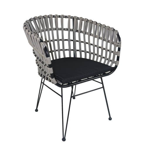 ArteLibre Καρέκλα Κήπου Atrius Μέταλλο/Rattan 61x57x80cm Γκρι/Μαύρο
