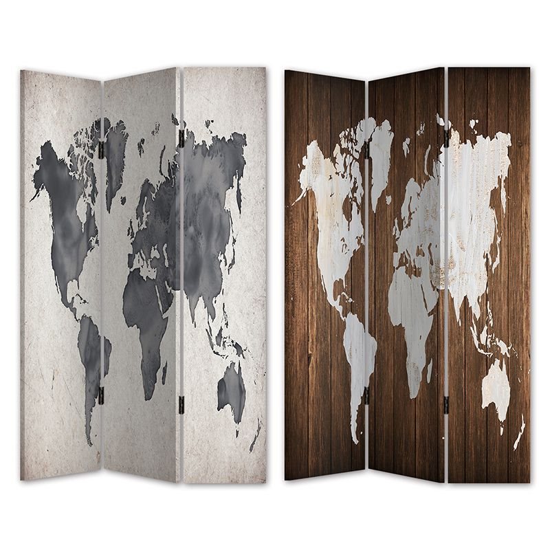 ArteLibre Παραβάν "Παγκόσμιος Χάρτης" Καμβάς/Ξύλο 120x180x2.5cm