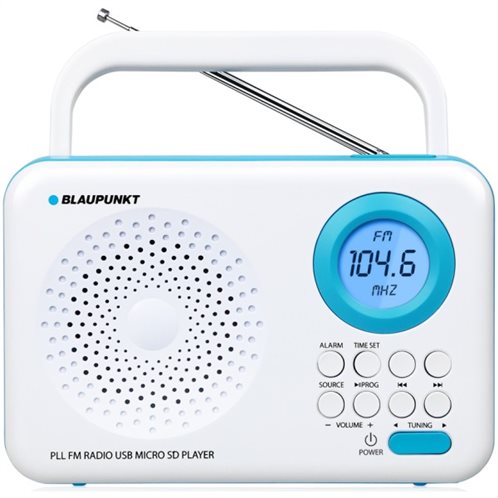 Blaupunkt Φορητό ραδιόφωνο FM PLL, SD / USB / AUX/ξυπνητηρι (Λευκο)