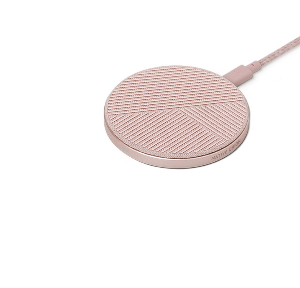 Native Union Drop Wireless Charger with Fabric 2M Cable& Adapter inc Rose