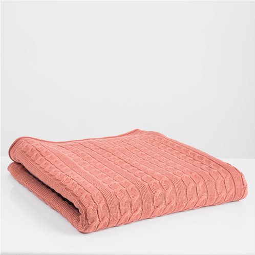 White Fabric Πλεκτή Κουβέρτα - Ριχτάρι Καναπέ Αda Dusty Pink